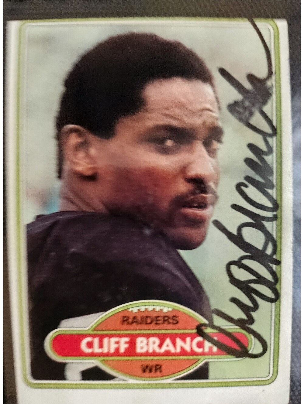 Cliff Branch HAND SIGNED AUTO on a 1980 Topps Card - Raiders NFL